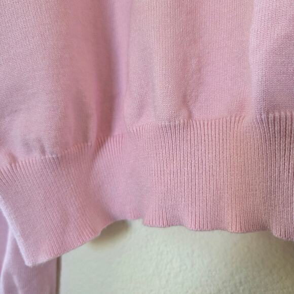 Faded Rose Pink Cherry Embroidered Sweater Womens Size L Soft Knit Long Sleeve - Picture 8 of 12